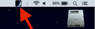 Moon icon on the MacOS menu bar