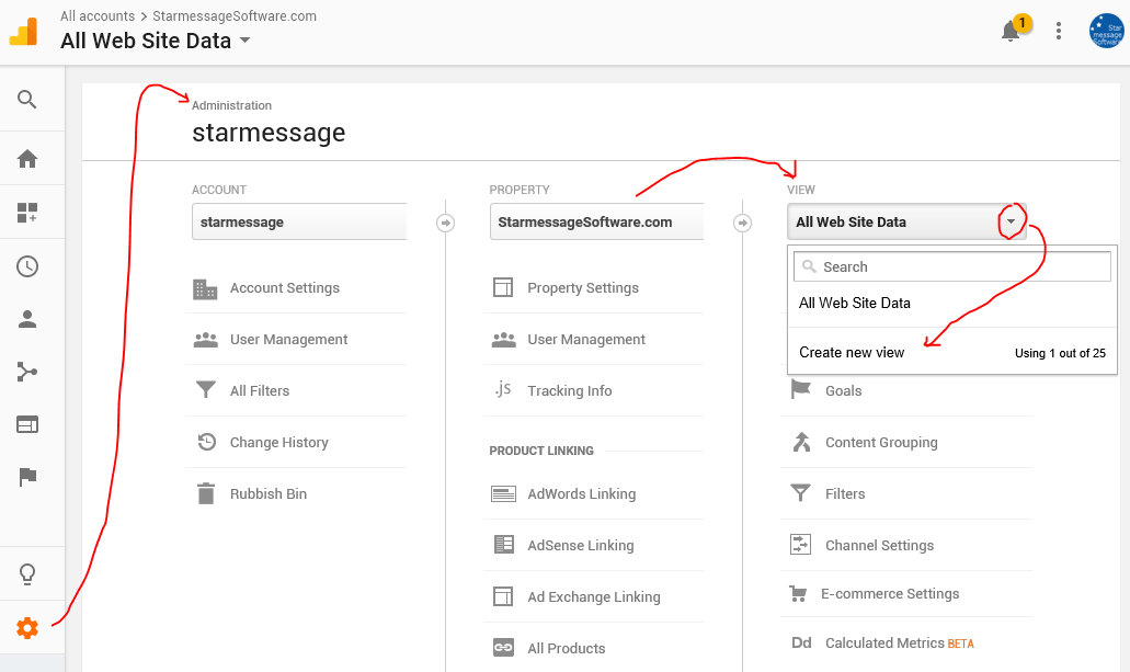 Create new Mobile App reporting view in Google Analytics