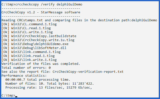 CRC hash to compare files or verify file