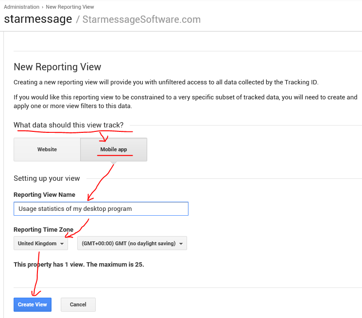 Google analytics - how to create mobile app view