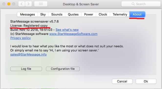 MacOS screensaver, registered (full version)