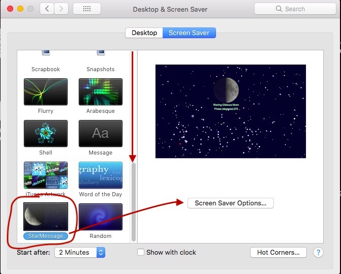 MacOS select screensaver