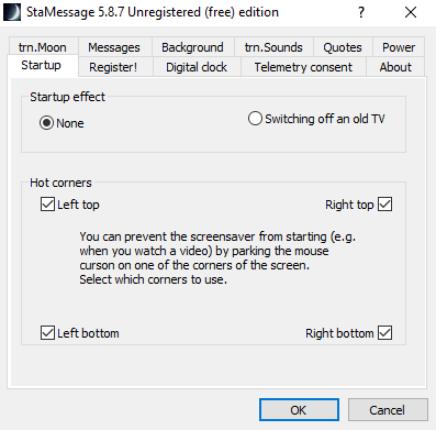 Windows 10 screensaver with hot corners to start the screensaver