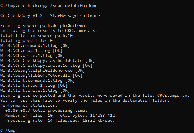 CRC calculation of multiple files