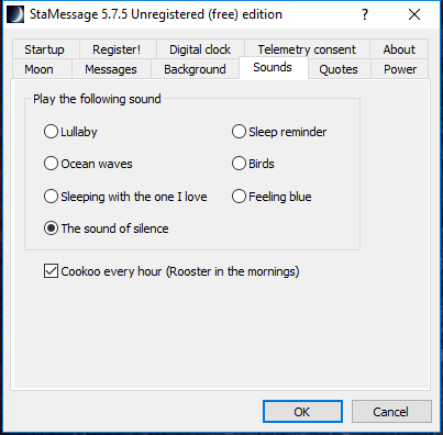 Relaxing sounds Windows screensaver configuration and settings