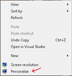 windows 7 desktop right click