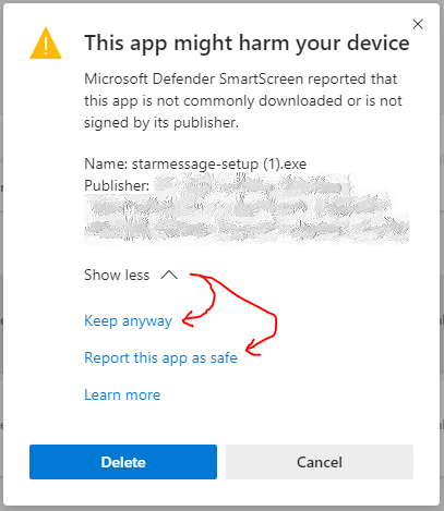 Microsoft defender SmartScreen: This app might harm your device