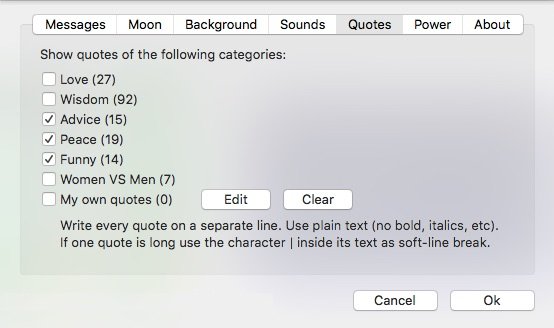 Quotes Mac screensaver configuration and settings