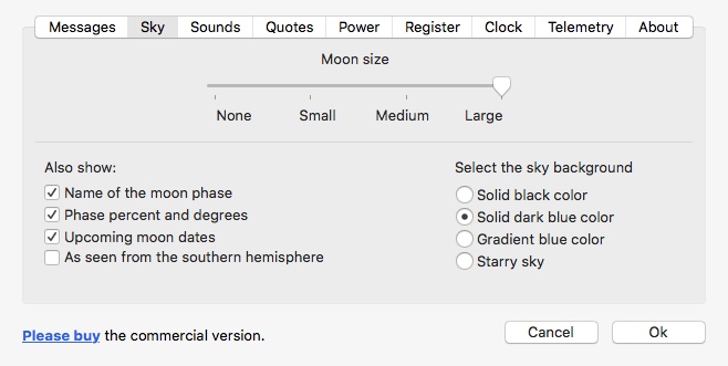 Moon and night sky Mac OSX screensaver settings